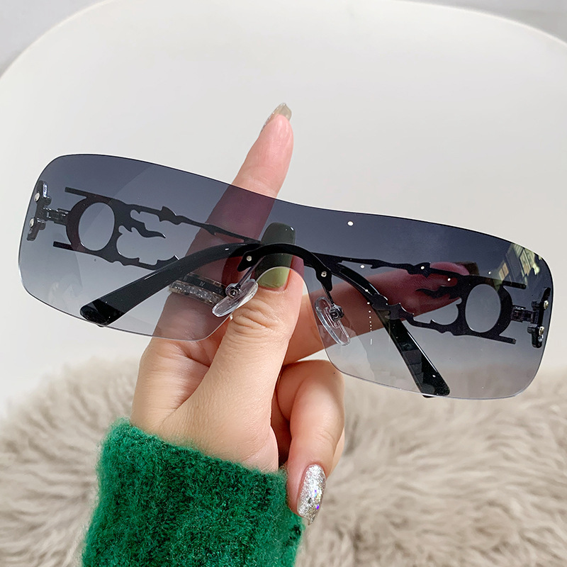 Bella style hollow Y2K millennium hot girl frameless cut-edge sunglasses new eyewear