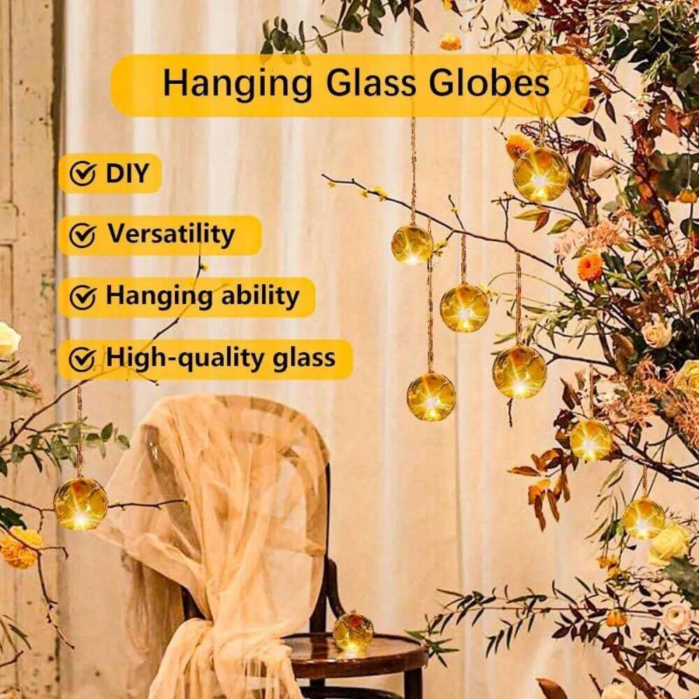 6/12Pcs Hanging Glass Tealight Globe Candle Holder Plant Terrarium Micro Landscape Container Flower Pots Home Wedding Party Deco H260310