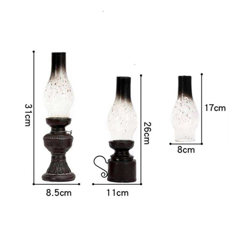 Antique Candlestick Resin Candle Accessory Glass Cover Lantern Candelabra Retro Kerosene Lamp Nostalgic Candlesticks Home Decor H260310