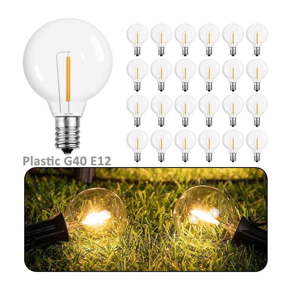 Plastic LED Filament Bulb E12 Screw Socket Shatterproof G40 220V 110V 1W Outdoor Globe Garland String Light Replacement Bulb H260310