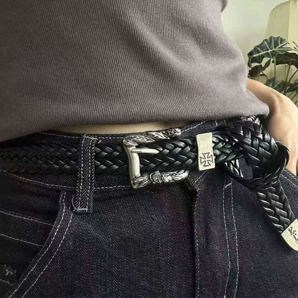 Fashion Erd Cross Melancholic Second-generation Design High Quality Braided Punk Belt for Men Women H260310