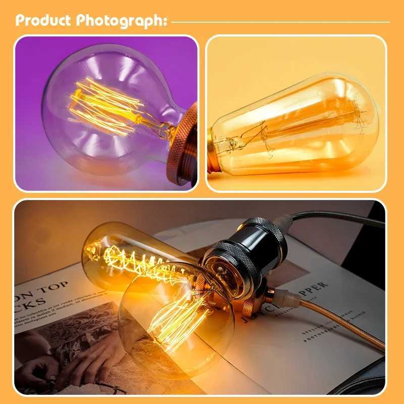 1-4Pcs Edison Bulb E27 220V 40W Retro Vintage Edison Lamp ST64 G80 G95 Incandescent Light Bulb Home Decor Filament Light Bulb H260310
