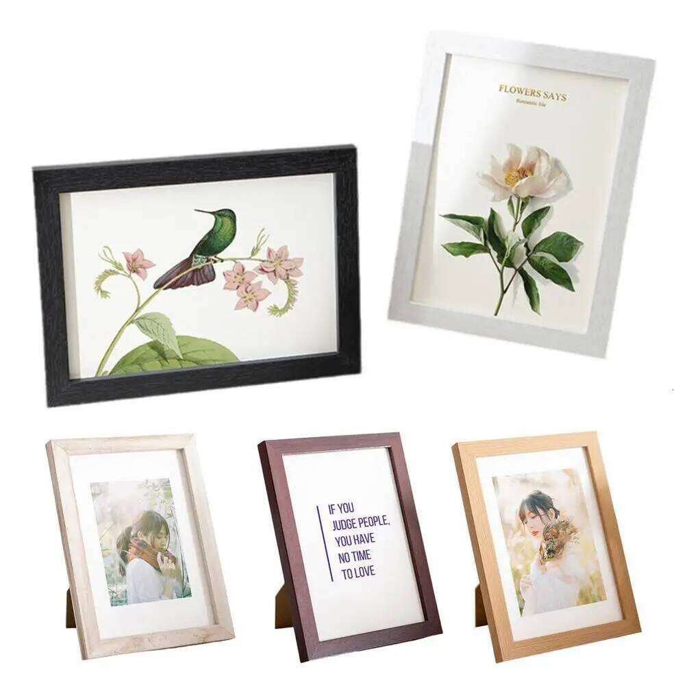 6/7/8/10-Inch/A4 Vintage Wooden Clear Glass Picture Display Frame Rustic Home Office Desktop Photo Holder Decoration H260310 - view 5