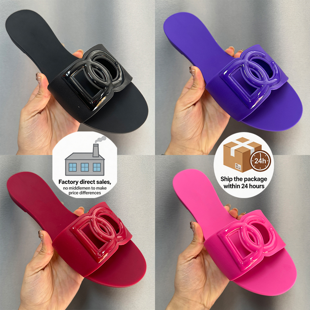 Designer Sandals Women Interlocking Slides Sandal Rubber Slippers Ladies Flat Beach Jelly Script Blue Summer Fall Mules Outdoor Waterproof Size 36-42