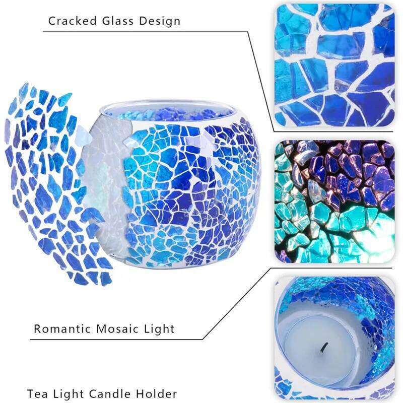 Mosaic Glass Tea Light Candle Holder,Handmade Romantic for Aromatherapy,Party Dcor,Used as Vase,Pen Holder,Potted Plants Bowl H260310