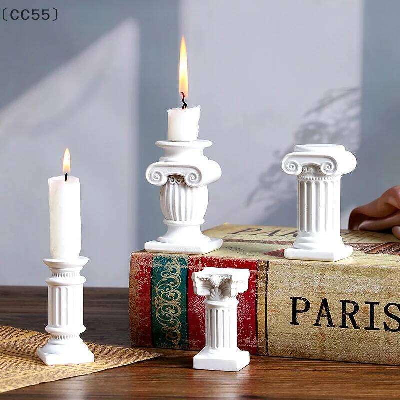 CC55Roman Pillar Greek Column Statue Candle Holder Resin Figurine Desktop Decor Ornament Photography Prop Architectural Detail H260310