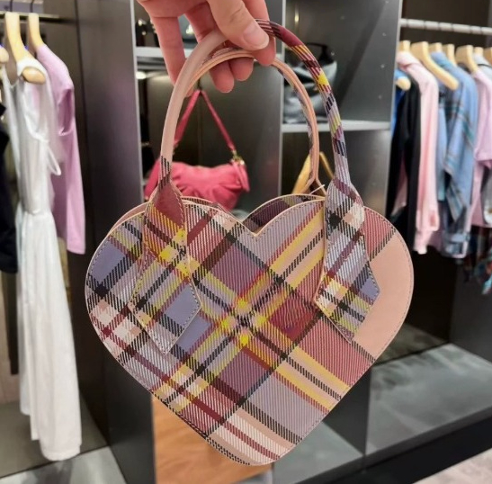 Retro Colorful Checkered Heart Bags Trendy Purse Hobo Bag Ladies Tote