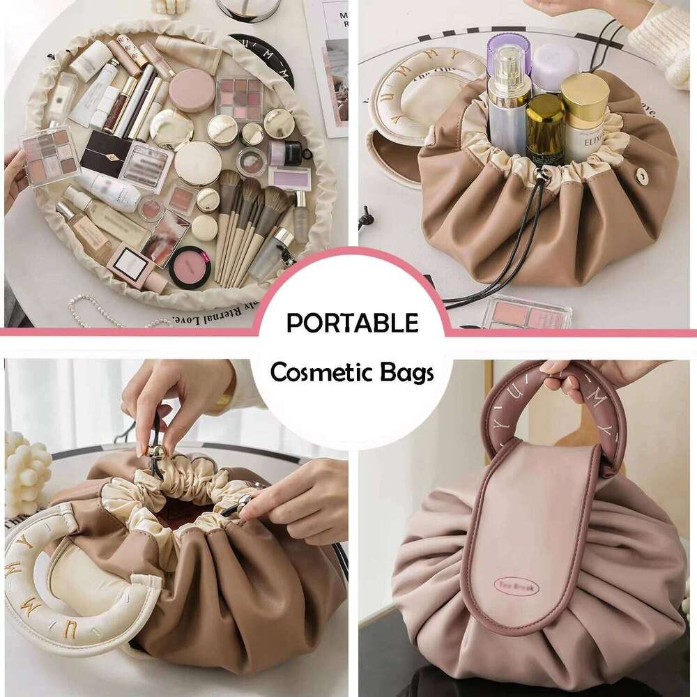 Portable Makeup Bag for Daily Use Fashion Women Large Capacity Travel Toiletry Bags Ladies Drawstring Cosmetic Storage Pouch XJ260310