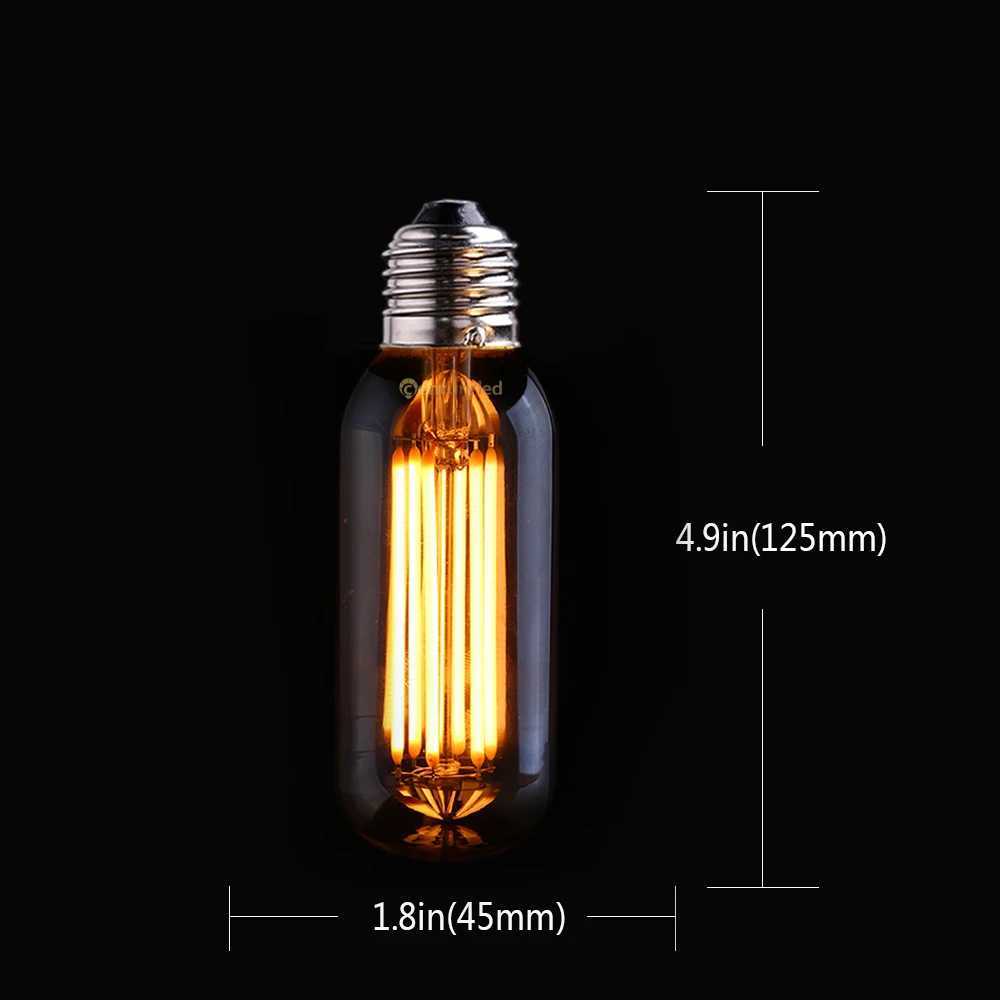 Vintage T45 Dimmable LED Long Tube Bulb 6W E27 110V 220V 2200K Warm Yellow Filament Tubular Lamp For Chandelier Pendant Lighting H260310