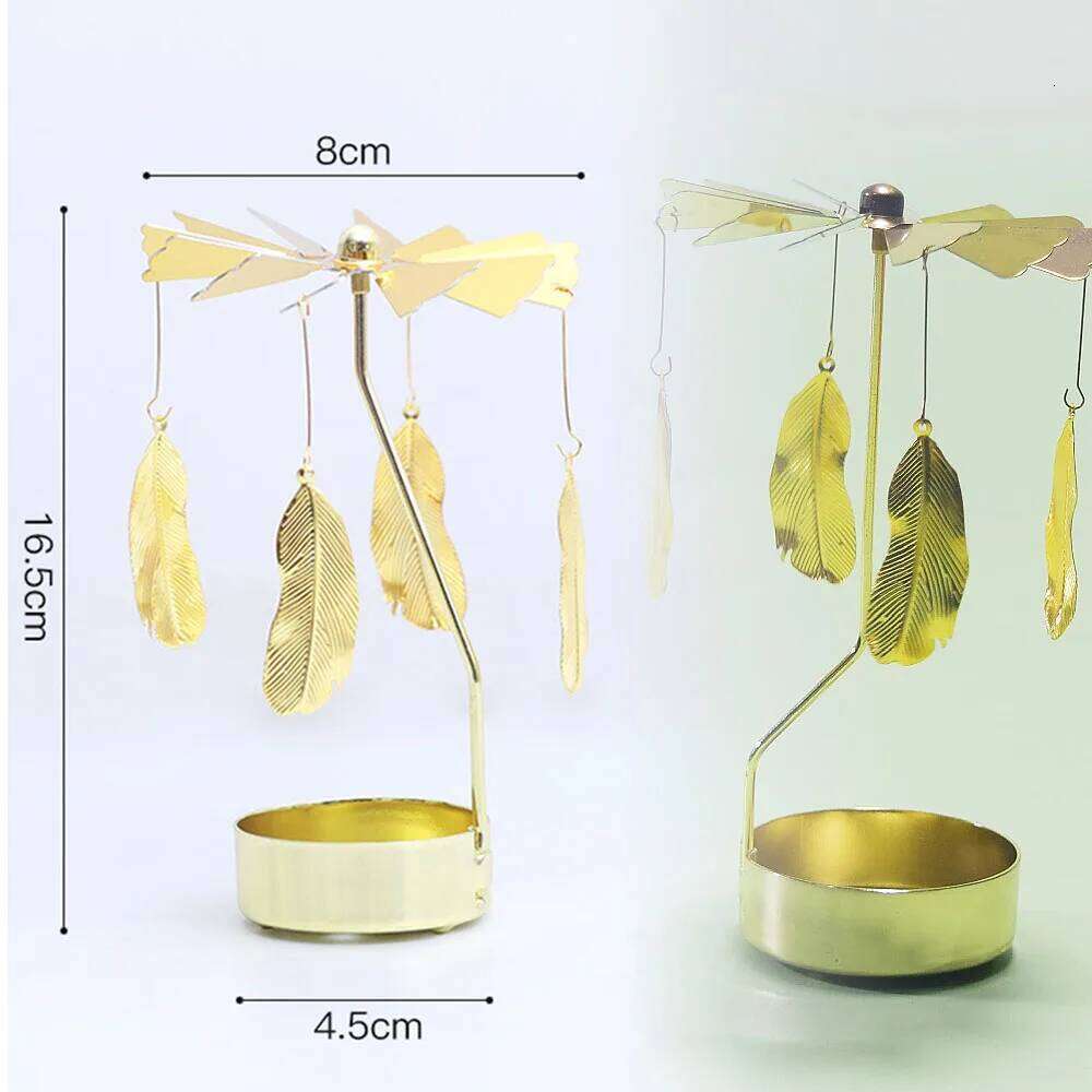 Gold Rotating Candle Holder Christmas Decor Metal Spinning Tealight Carousel DIY for Wedding Party Table Centerpiece Decoration H260310