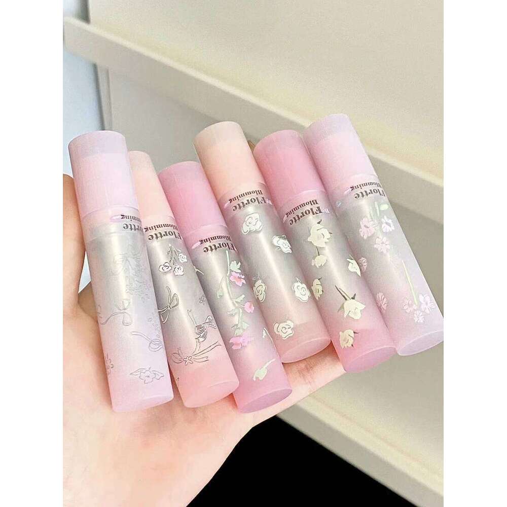 FLORTTE Lipstick Blooming Lovely Series Moisturizing Mirror Water Glaze Not Easy to Stick Cup Solid Lip Balm Makeup Z260310