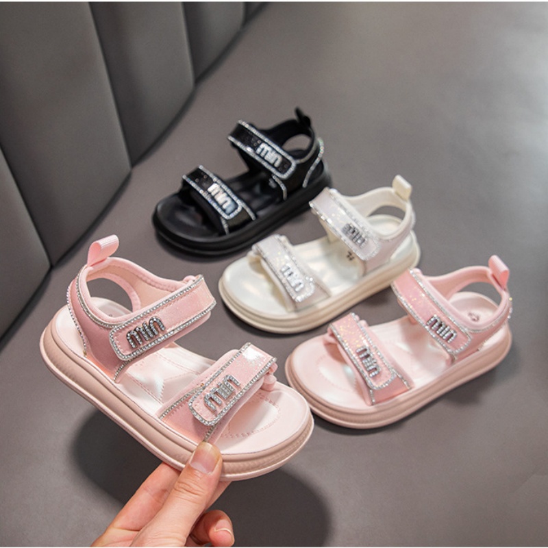 Free shipping Hot Sale Children Summer Sandals Pink White Black Girls Fashion Sneakers Light Weight Comfortable Non-slip Beach Shoes Size27-38