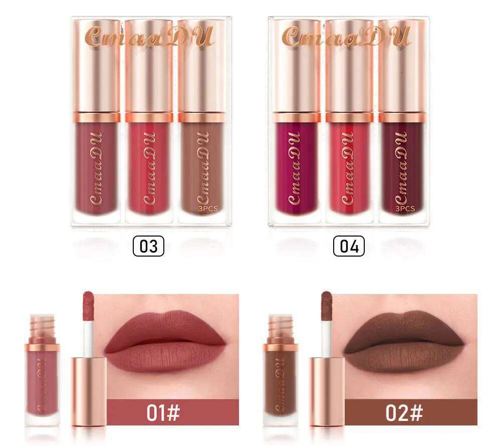 CmaaDu New 4 Color Velvet Matte Lipcolor Set Waterproof Long-wear Liquid Lipstick Lip Gloss Daily Makeup Women Cosmetic Z260310