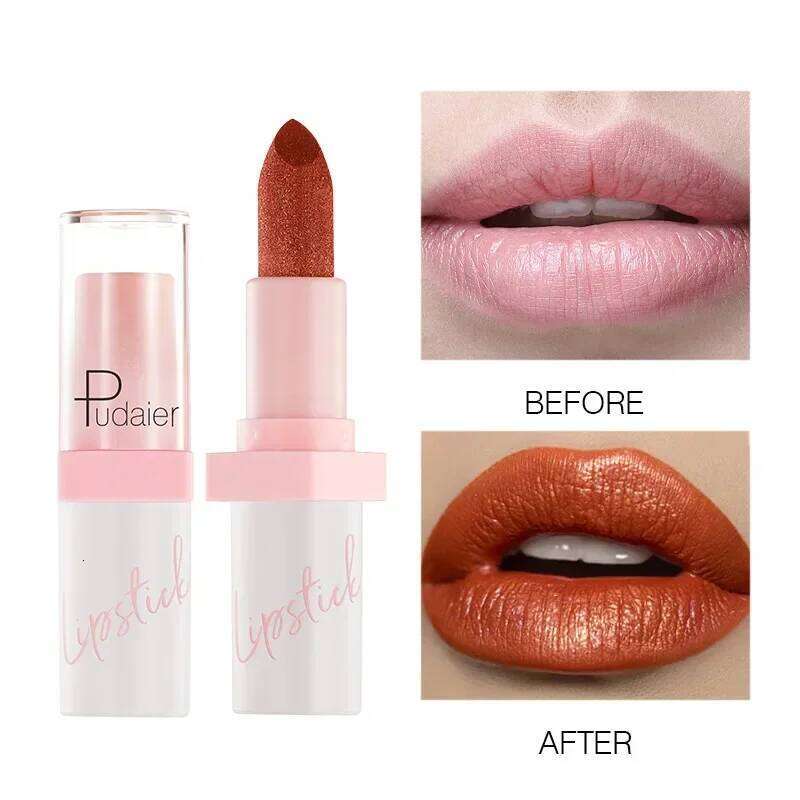 High Quality Perfect Girl Shiny Metallic Pearlized Lipstick Makeup Pigment Sexy Color Warm Change Lipsticks Cosmetic New Z260310