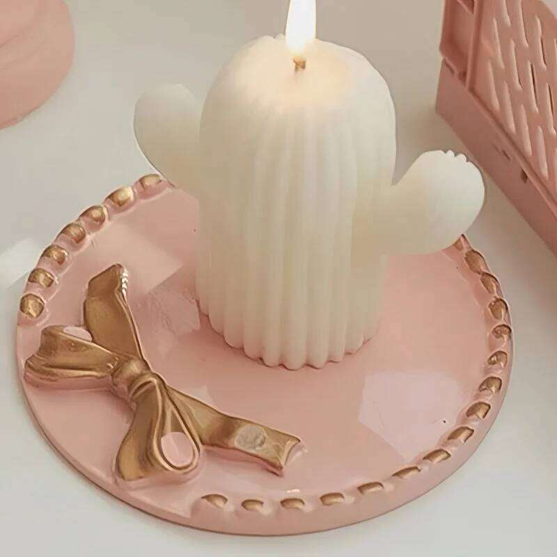 1pc Ins Pad Base Home Storage Photography Ornaments Retro Round Tray Small Candle Holder Halloween H260310