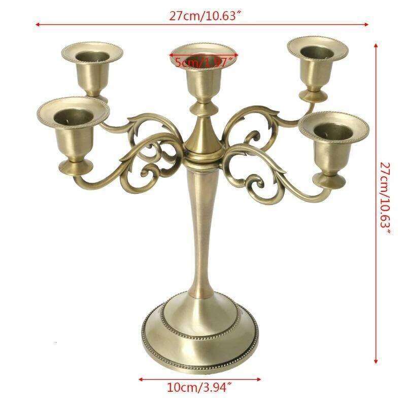 Silver/Gold/Black/Bronze 5 Arms Metal Candle Holder Candlestick Candelabra Stand high quality H260310