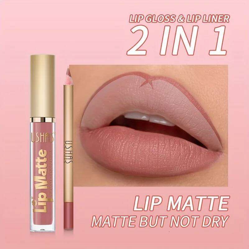 Matte Lipgloss&lip Liner Set 12 Colors Luquid Lipstick High Pigmented Long Lasting Waterproof Lips Makeup Z260310