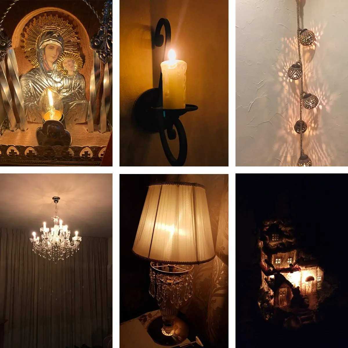 LED Night Light Bulbs C7 Chandelier E12 E14 Base Decorative Light Bulbs 05 Watts Party Small Candle mini Bulb 2200K Amber Glass H260310