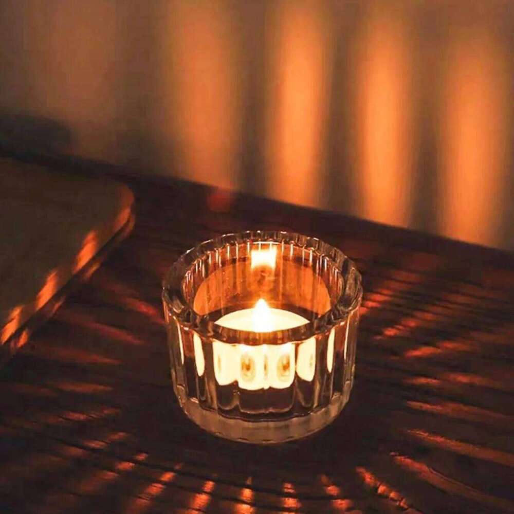 2Pcs Glass Tealight Candle Holder Small Clear Mini Candlestick Table Centerpiece Home Decorations For Wedding Festival Birthday H260310