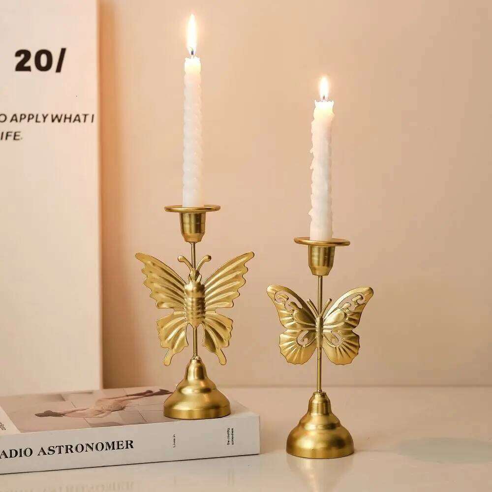 Multiple Styles Elegant Butterfly Candle Holder Unique European Style Leaf Candlestick Stand Luxury Iron Aromatherapy Rack Table H260310