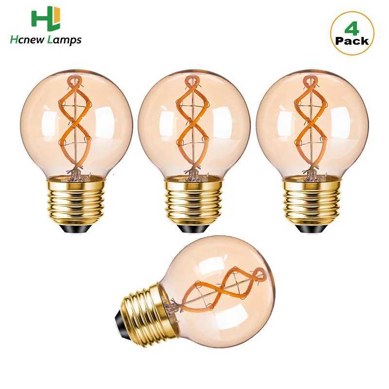 4PCS Dimmable Led Bulb E27 Globe Edison Light Bulbs G165 G50 3W Amber Glass Mini Ball Lamps 2200K Vintage Spiral Filament Bulbs H260310