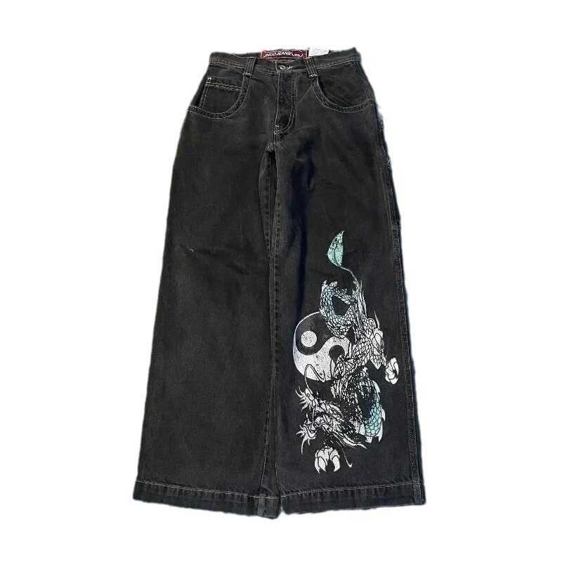 Berserk jeans fashionable Y2K baggy mens pants American style distressed washed streetwear Harajuku Gothic embroidery floor pants X250812