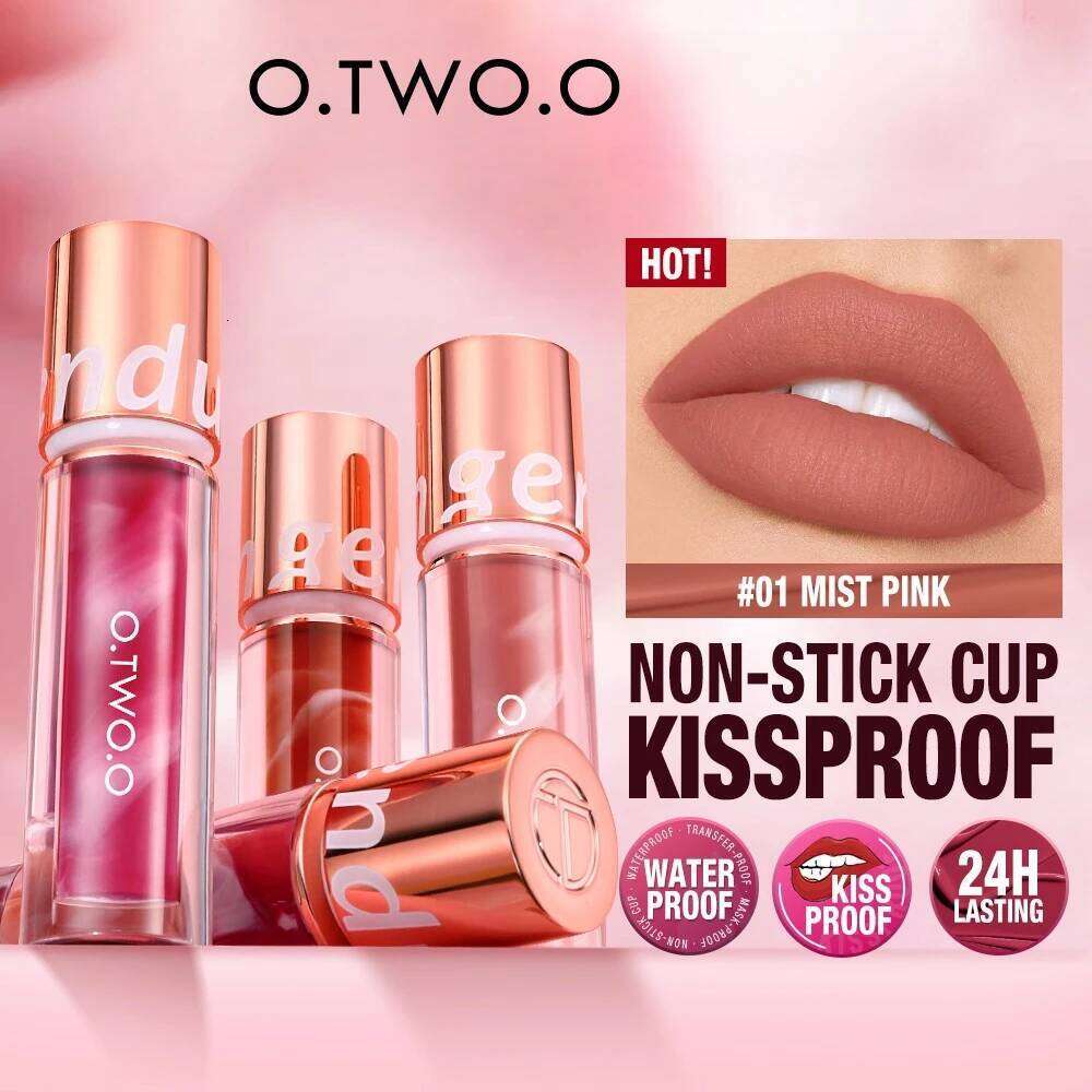 Wholesale O.TWO.O Newest Lipstick Waterproof Makeup gloss Rose Rouge Silk Liptint Matte Sexy Red Lip Stain Liquid Lipgloss Z260310