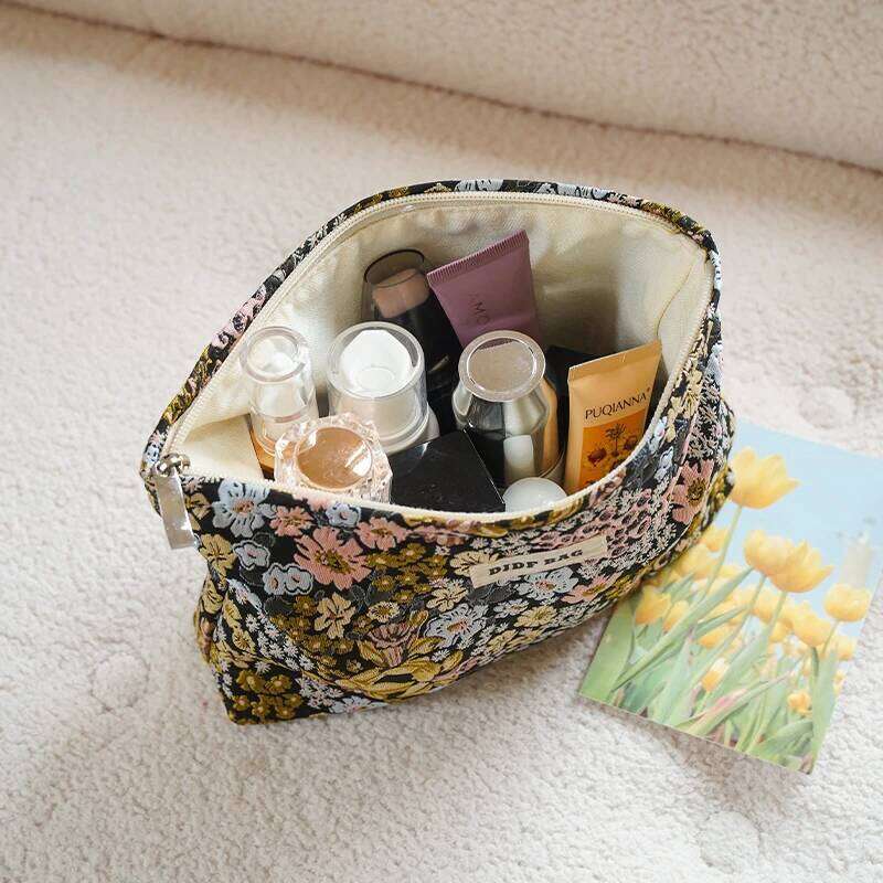 Colorful flowers large capacity women's makeup portable cosmetics change storage travel toiletry commuter liner bag XJ260310