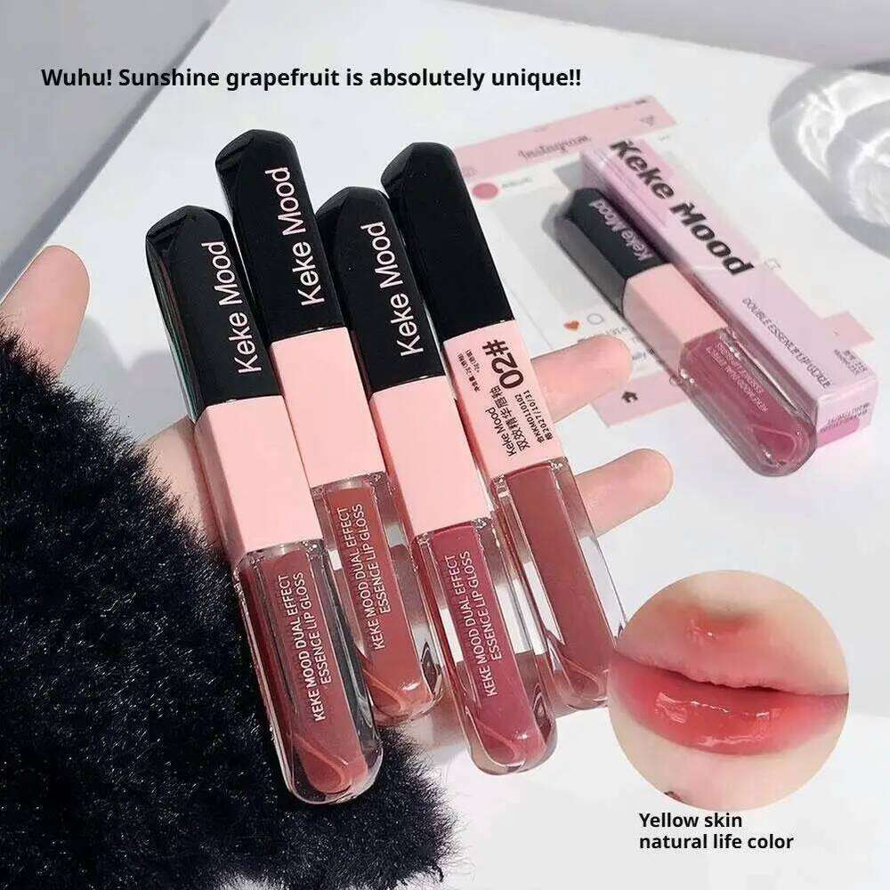 KeKeMood Double-Head Gloss Glaze - Velvet Matte & Mirror Water Light, Long-Lasting Waterproof Non-Stick Cup Lip Makeup Z260310