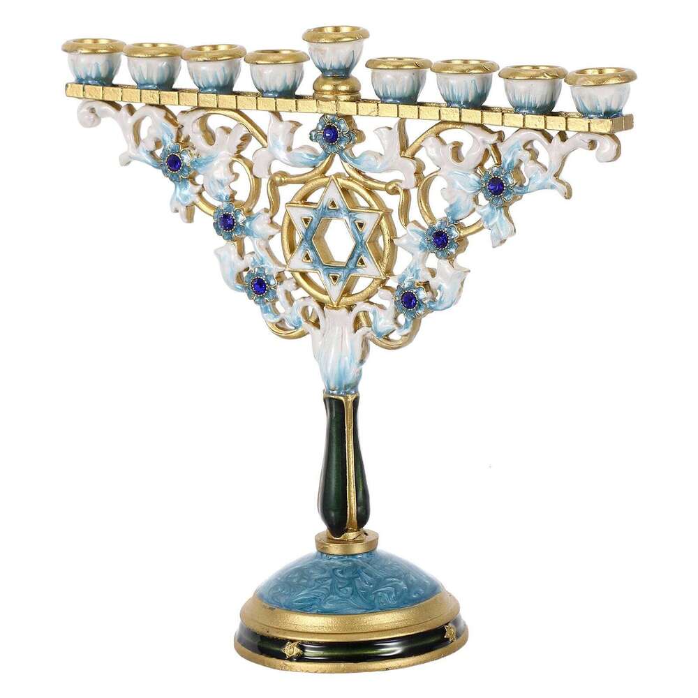 Hexagram 9 Branch Candle Holder Hanukkah Menorah Candelabrum Candlestick Stand For Christmas Party Wedding Celebration Decor H260310