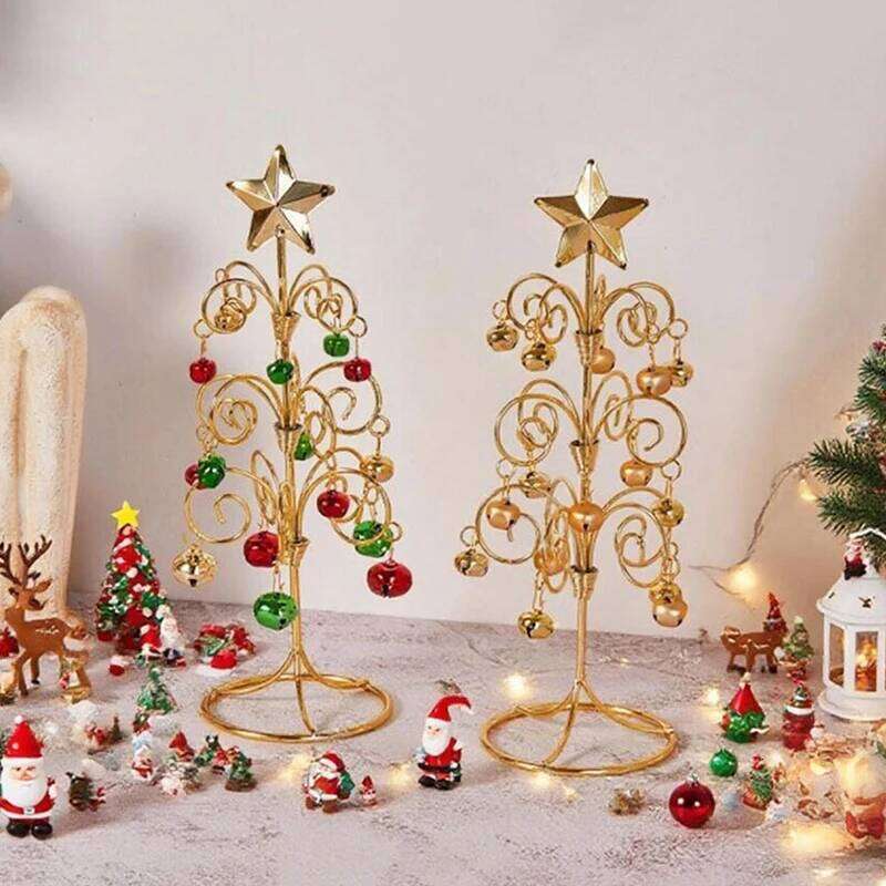 Iron Lace Tree Mini With Bell Star Desktop Ornament New Year Christmas Eve Gift Celebrate Party Xmas 2026 H260310