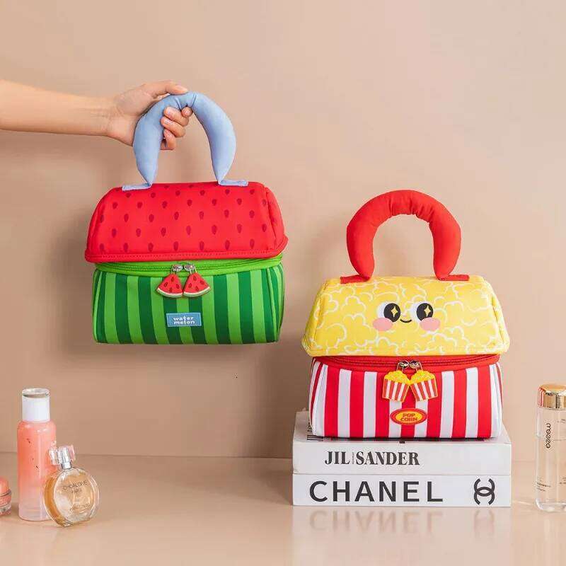 2025 Cute cosmetic thickened small house gift, large-capacity partition storage bag, soft portable toiletry bag XJ260310