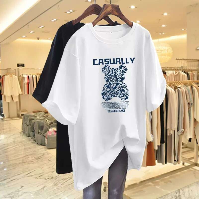 Women Clothing Fashion Long Sleeve T-shirt Spring Autumn Teddy Bear Printing Top Tee Lady Lazy Style Loose Cotton Pullover