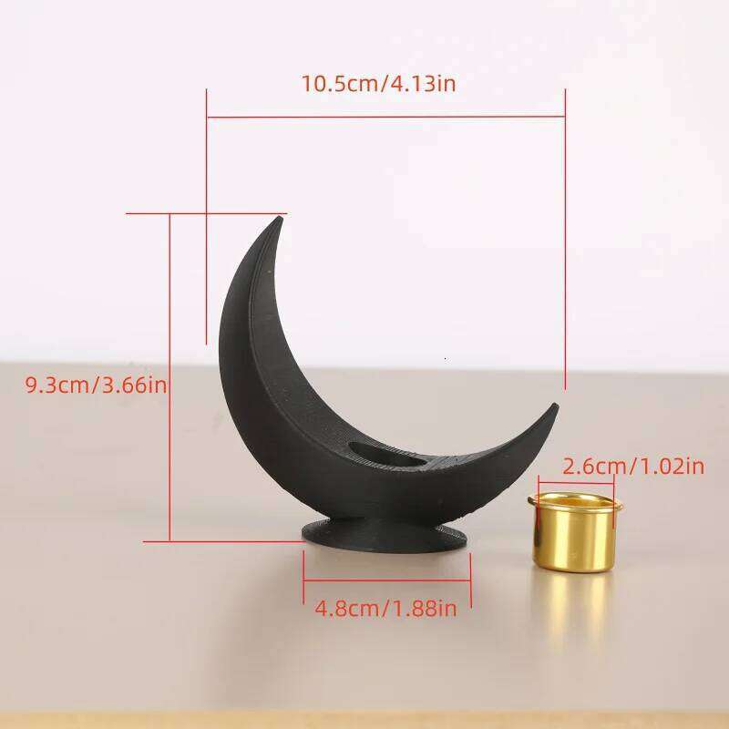 1 Piece Black Crescent Moon Candle Holder Printed in 3D - Gothic Style Table, Plastic Decoration for Halloween H260310