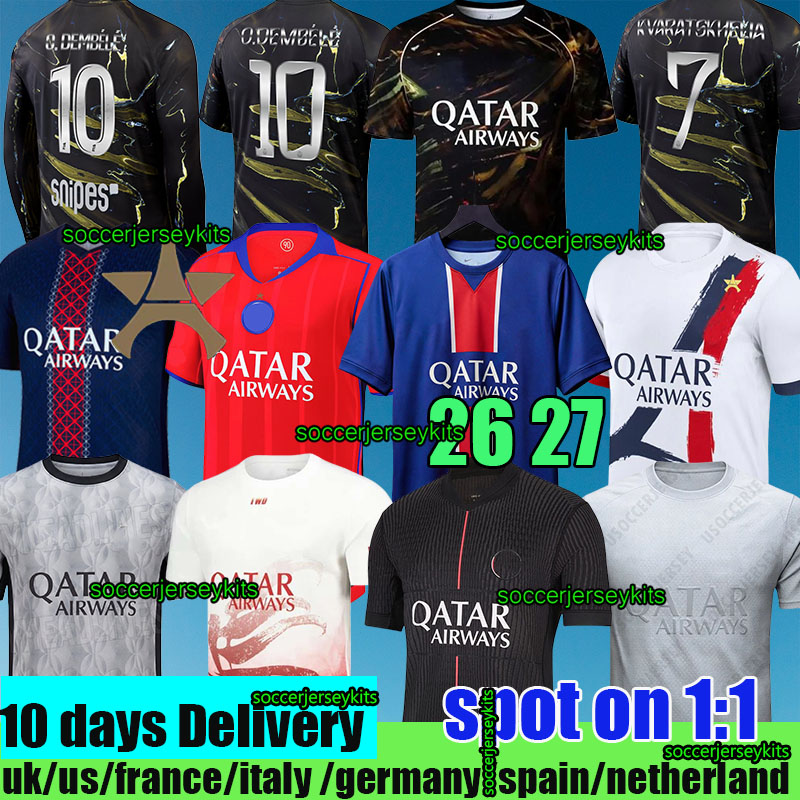 psges 25 26 Jerseys paris fc soccer jersey MARQUINHOS Maillots 3XL 4XL KVARATSKHELIA DEMBELE VITINHA Final psges Jersey enfants Maillot football 2026