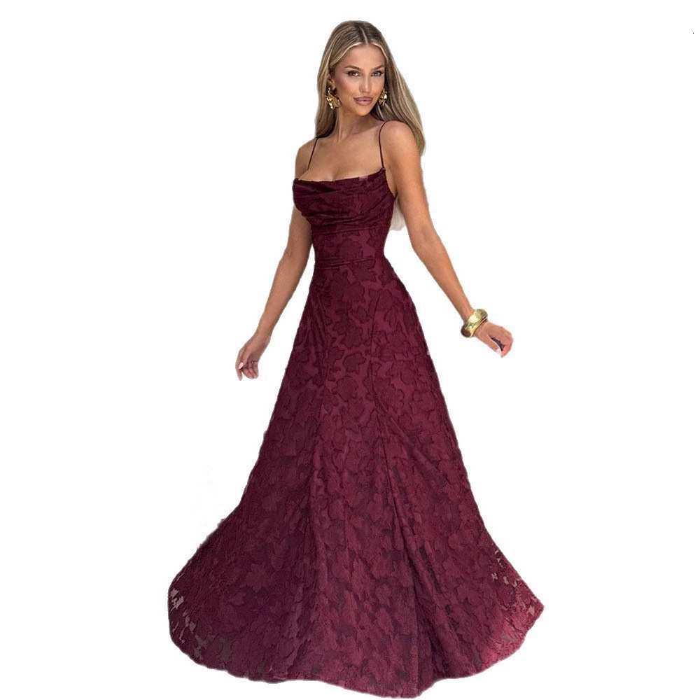 Articat Sexy Sleeveless Lace Patchwork Print Women Backless Party Evening Dress Trailing Long Skirt Flowing Vestido 250326