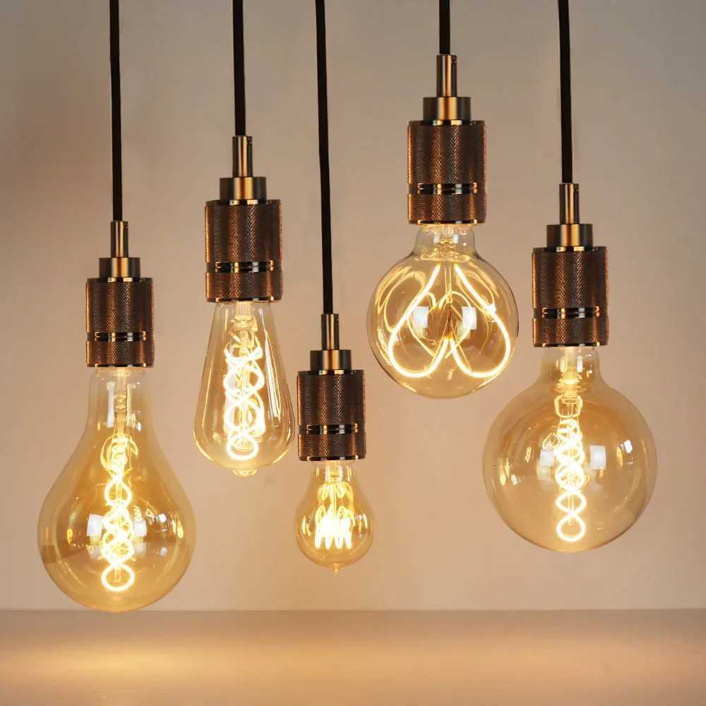LED Edison Filament Bulbs Golden Art Lights ST64 G80 G95 G125 Dimmable E27 4W 8W 2700K 360 Degree Energy Lamps led lights H260310