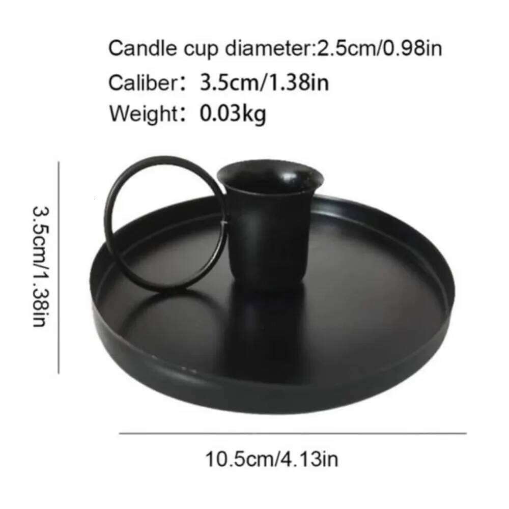 Vintage Candle Holder Portable with Handle Round Lightweight Metal Desktop Candlestick Adornment H260310