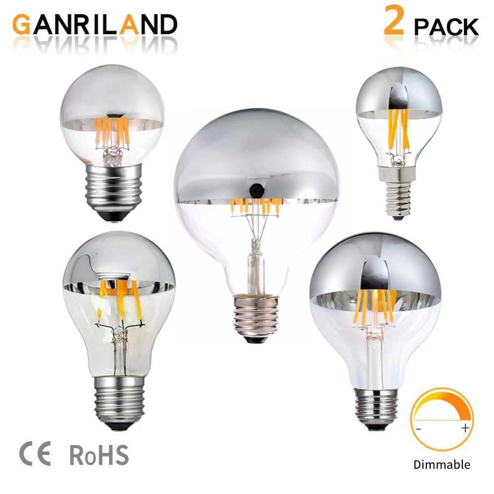 E14 E27 Led Filament Dimmable Sliver Light Bulb G45 Silver Mirror Top Retro Globe Lamp 8W Led Edison Bulbs E12 Warm White 2700K H260310