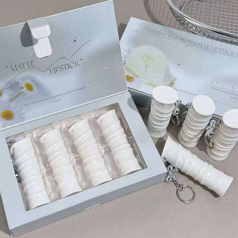 4-color Reddish-brown Set Autumn/Winter, Long-lasting Matte Lipstick with Pendant, Perfect Christmas Gift for Her. Z260310