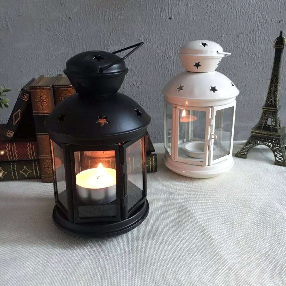 1PC New European Iron Candlestick Star Pendant Lantern Decorations Models Candle Holder ME 012 H260310