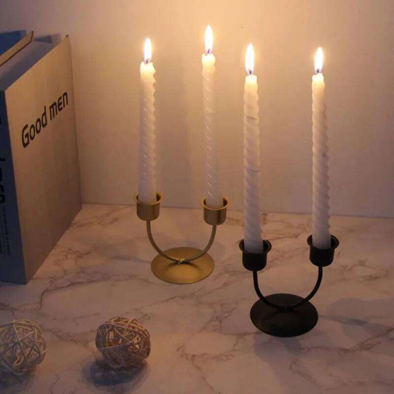 Metal Candle 2 Arm U Shaped Elegant Candlestick Holder for Party Festival Tabletop Banquet Home Decoration H260310