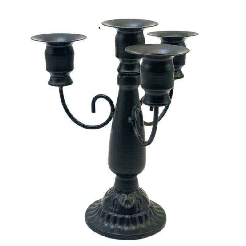 97QC Vintage Baroques Iron Candelabra 4 Arms Holder for Table Centerpieces H260310