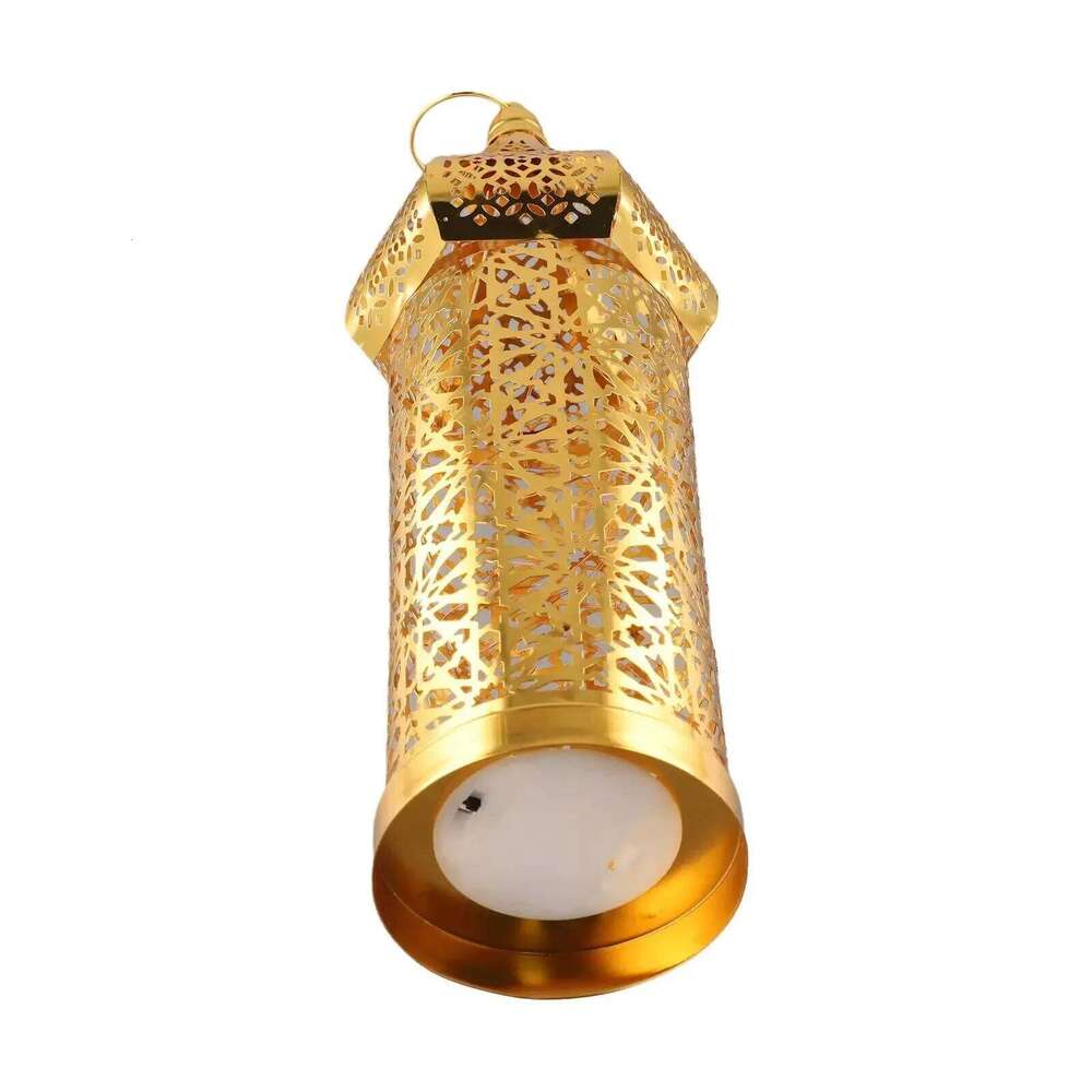 Moroccan Golden Hollow Iron Lantern Ramadan Home Decor Light Ornaments Hanging Lamps Outdoor Yard Garden Art Decoration Hot Sale H260310