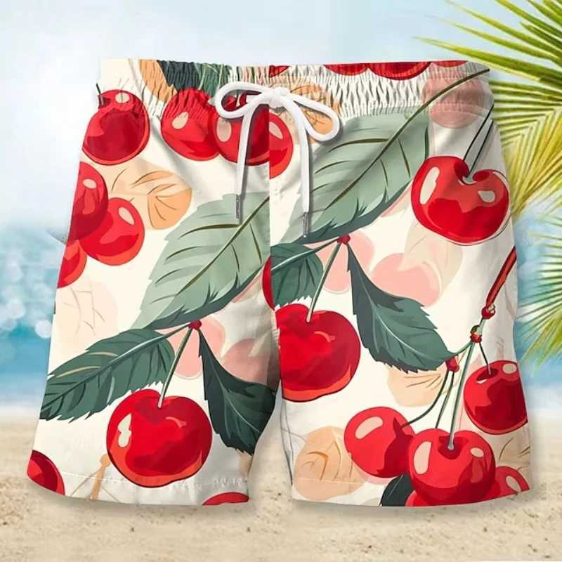 Mens Shorts Summer Shorts Casual Short Pocket Drawstring Elastic Waist Fruit Pineapple Breathable Soft Short Fashion Streetwear N260310
