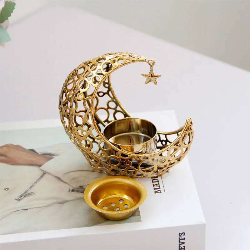 Moon Candle Holder Metal Christmas Decoration Romantic Luxury INS Style Wedding Table Tea Light Cup Stand Decor H260310