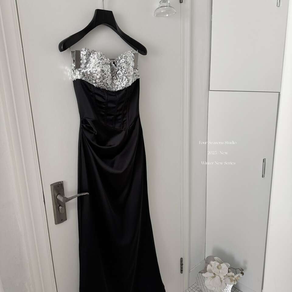 2026 designer high-end evening gown heavy shiny rhinestone strapless dress pleated slim fit long dress