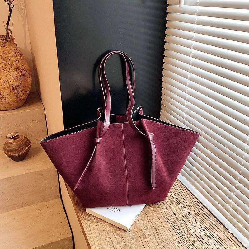 Faux Suede Tote Bags For Women Luxury Designer Handbags Purses 2025 New In Vintage Large Capacity Shoulder Bag XJ260310