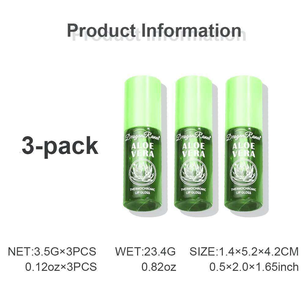Three Aloe Vera Oil Moisturizing, Discoloration, Gloss, Hydrating Coloring, Autumn and Winter Base Care Liquid, Water-Glossy Mirror, Gentle Lip Glaze 