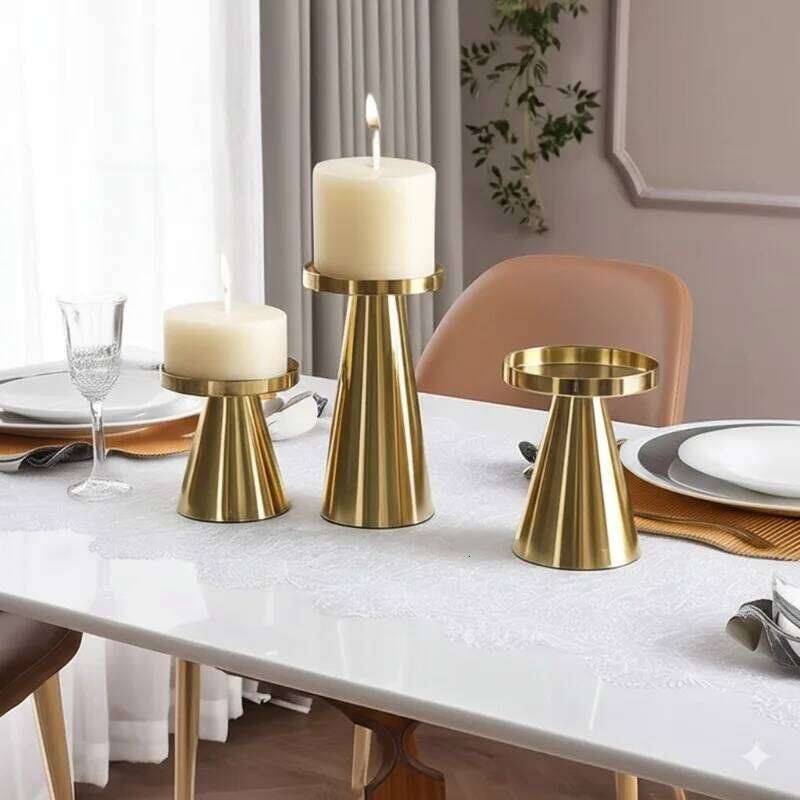 Holders Pillar Candles,Small Metal Stick Candle Holder for Wedding,Dining Room Table Centerpiece,Holiday Decor H260310